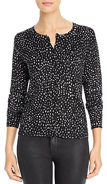 Dot Print Button Front Cardigan