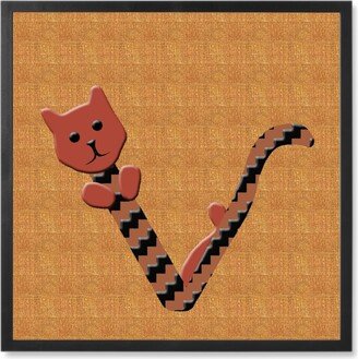 Photo Tiles: Cat Alphabet - V Photo Tile, Black, Framed, 8X8, Orange