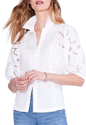 Petite Eyelet Sleeves Shirt