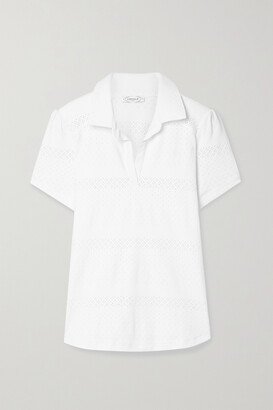 Pointelle-trimmed Stretch-jersey Polo Shirt - White