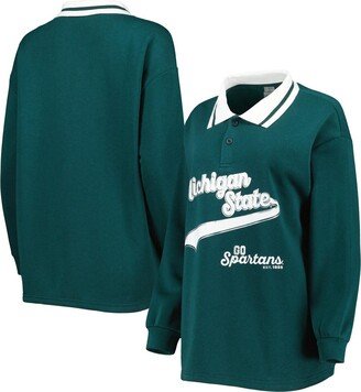 Women's Gameday Couture Green Michigan State Spartans Happy Hour Long Sleeve Polo Shirt