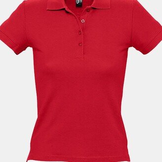 SOLS SOLS Womens/Ladies People Pique Short Sleeve Cotton Polo Shirt (Red)