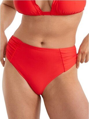 Birdsong Women's Poppy Ruched High-Waist Bikini Bottom - S20154-POPPY XL Poppy