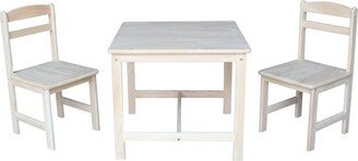 Unfinished Parawood Children's 3-piece Table and Chair Set