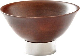 Elegant Wood Bowl KIRU with Modern Nickel Footing