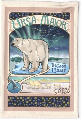 Polar Bear Tea Towel - Ursa Major By Vinpauld Constellations Art Nouveau Astronomy Linen Cotton Canvas Spoonflower