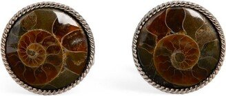 Sterling Silver And Fossilised Ammonite Cufflinks