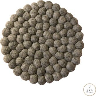 Gray Felt Ball Wool Trivet, Trivets, Felted Wool, Gift For Her, Kitchen Decor