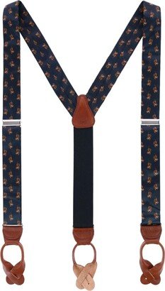 Japanese Tiger Silk Button End Suspenders