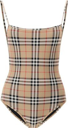 Vintage Checked One-Piece Swimsuit