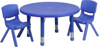 Emma+oliver 33 Round Plastic Height Adjustable Activity Table Set With 2 Chairs