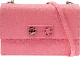 Pink Crossbody Bag with Twist and Lock Closure in Faux Leather Woman