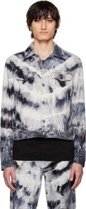 Black Cracked Tie-Dye Denim Jacket