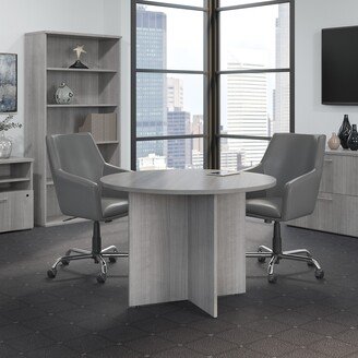 42W Round Conference Table with Wood Base