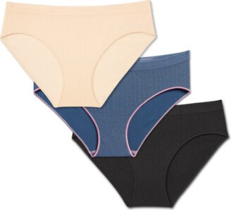 Women's Ribbed Seamless Hipster Underwear 3-Pack - Wheat Spring Mix - XS - Modal Nylon