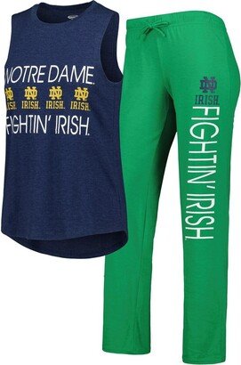 Women's Concepts Sport Heather Green, Heather Navy Notre Dame Fighting Irish Tank Top and Pants Sleep Set - Heather Green, Heather Navy