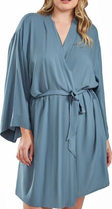 Bree Plus Size Modal Robe with Looped Self Tie Sash and Inner Ties