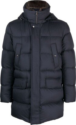 Funnel-Neck Hooded Padded Coat