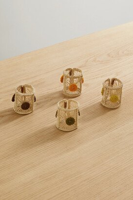 Set Of Four Raffia Napkin Rings - Multi