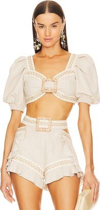 Jute Trim Cropped Top