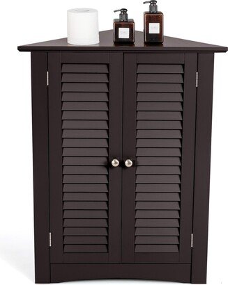 Storage Cabinet Freestanding Floor Cabinet Bathroom w/ Shutter Door