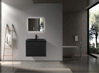 Moore Black Wall Mount Vanity With A Integrated Black Sink