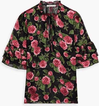 Julius ruffled floral-print devoré-chiffon blouse