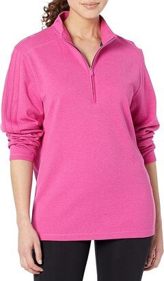 3-Stripes 1/4 Zip Pullover (Lucid Fuchsia Melange) Men's Clothing