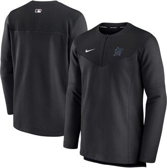 Men's Black Miami Marlins Authentic Collection Game Time Performance Half-Zip Top