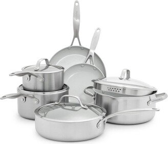 Venice Pro Tri-Ply Stainless Steel Ceramic Non Stick 10pc Cookware Set Vibrant Silver