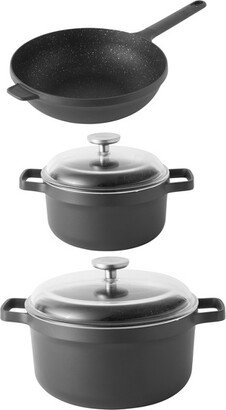 Gem Non-stick Cast Aluminum 5Pc Cookware Set, Casserole, Open Stir Fry Pan & Stockpot