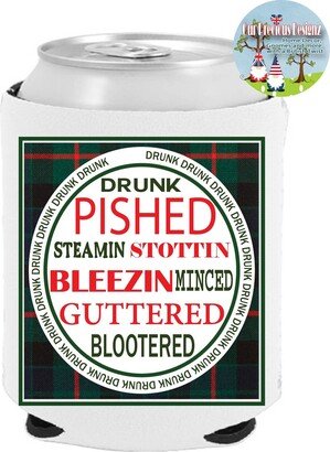 Scottish Tartan Can Cooler, Pished British Words Cozie, Drunk Koozie, Guttered Koozies, Blootered Drink Holder