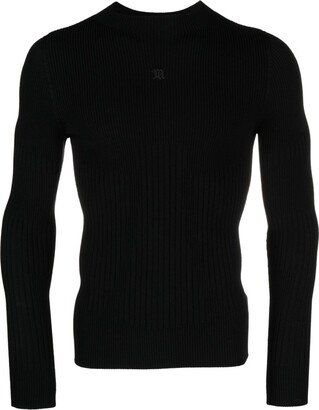 Logo-Embroidered Ribbed-Knit Jumper