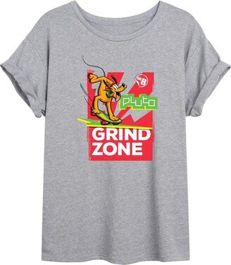Pluto Grind Zone - Juniors Ideal Flowy Muscle T-Shirt - Size Large Heather Grey