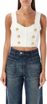 6-Buttons Sleeveless Cropped Top