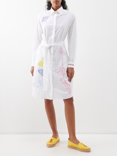 Road Trip embroidered cotton shirt dress