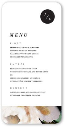 Wedding Menu Cards: Modern Style Wedding Menu, White, 4X8 Flat Menu, Matte, Signature Smooth Cardstock, Rounded