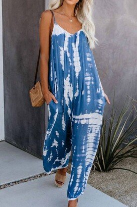 Blue Blush Tie Dye Ankle Jumper In Blue