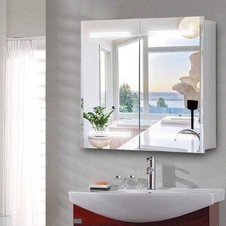 LED-lit Vertical Bathroom Vanity Mirror Medicine Cabinet - Clear