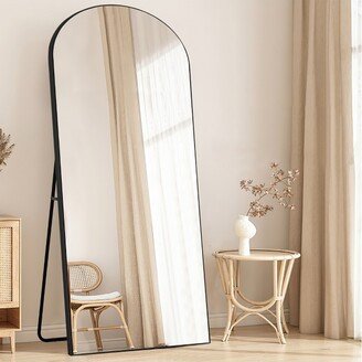 Oceana 71x 24 Full Length Mirror Arch Floor Mirror with Bracket, Wall Mounted Mirror - The Pop Home , Black