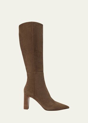 Elisa Suede Block-Heel Knee Boots-AB