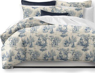 6ix Tailors Archamps Toile Blue Coverlet and Pillow Sham
