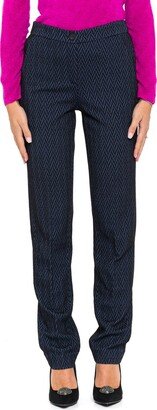 High-Waist Chevron-Jacquard Cropped Trousers