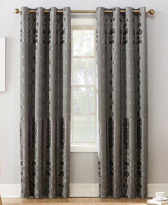 Elidah Textured Velvet Medallion 50 x 84 Energy-Efficient Blackout Grommet Curtain Panel