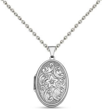 Oval Floral Locket in Sterling Silver