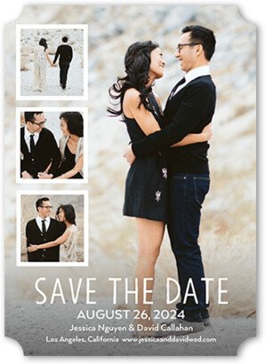 Save The Date Cards: Gallery Of Moments Save The Date, White, 5X7, Pearl Shimmer Cardstock, Ticket