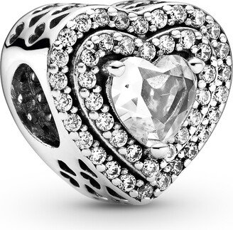 Cubic Zirconia Sparkling Leveled Hearts Charm