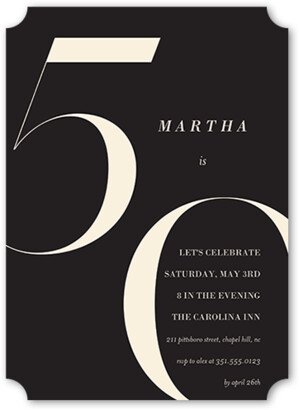 Adult Birthday Invitations: Modern Fifty Birthday Invitation, Grey, 5X7, Pearl Shimmer Cardstock, Ticket