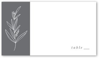 Wedding Place Cards: Sweet Leaf Wedding Place Card, Grey, Placecard, Matte, Signature Smooth Cardstock