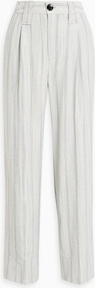 Pleated jacquard wide-leg pants